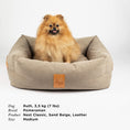 Last inn bildet i Gallery Viewer, Hundeseng Classic Nest med lærdetaljer Sand Beige – Denjo Dogs
